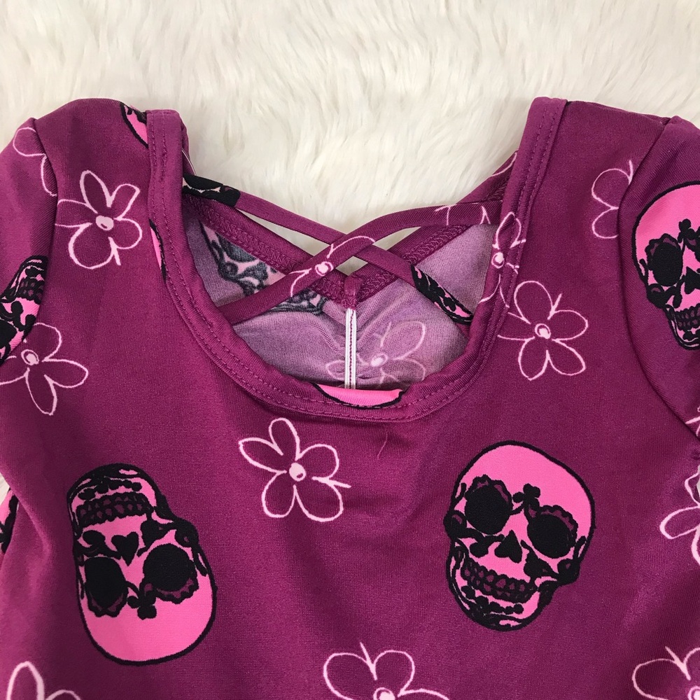 DOT DOT‎ SMILE Baby Girl Halloween Twirly Dress Skulls Purple 12 24 Months - Picture 6 of 7